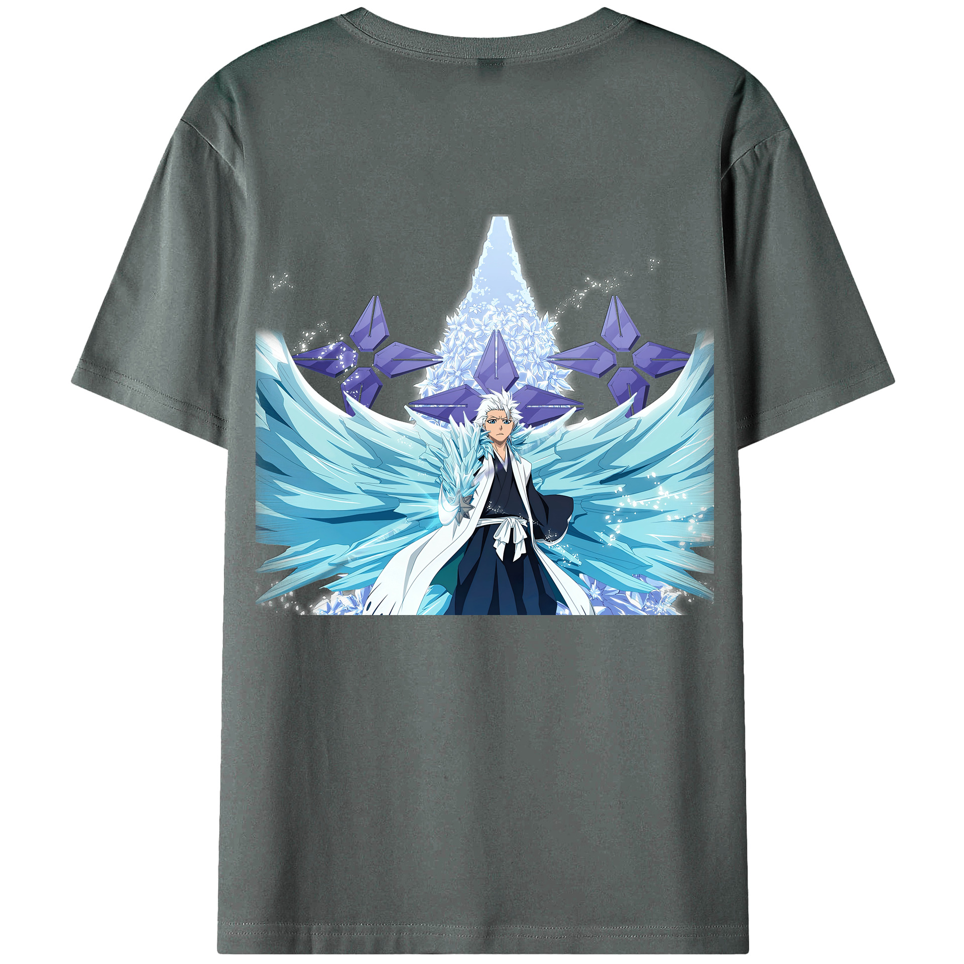 （画像用） ブリーチ 日番谷冬獅郎（ひつがや とうしろう） BLEACH Hitsugaya Toushirou 綿100％ メンズ半袖Tシャツ（バックプリント） 通気性
